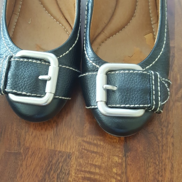 Black leather wedge shoes 10 - Picture 2 of 2